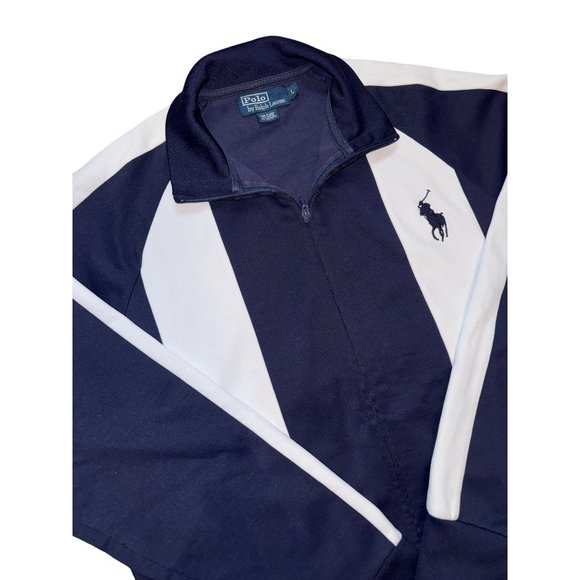Polo Ralph Lauren Other - Polo Ralph Lauren Navy And White Track Sweatshirt Activewear Mens Sz Large